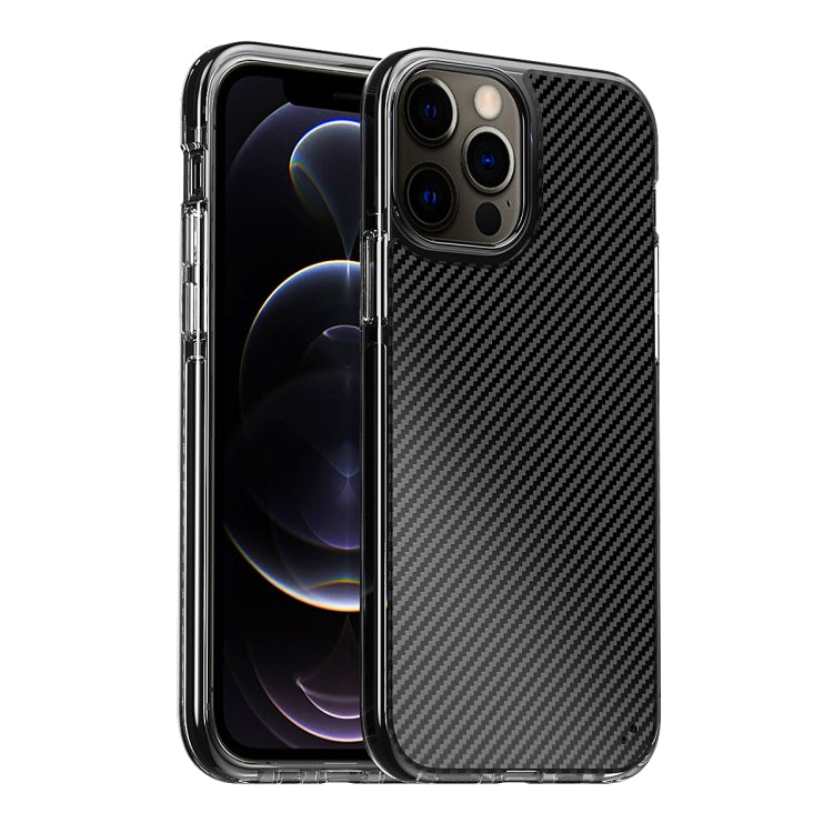 For iPhone 12 Pro Max Transparent Carbon Fiber  + TPU Shockproof Case