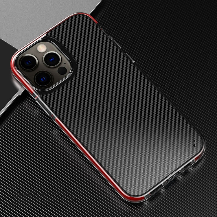 For iPhone 12 Pro Max Transparent Carbon Fiber  + TPU Shockproof Case