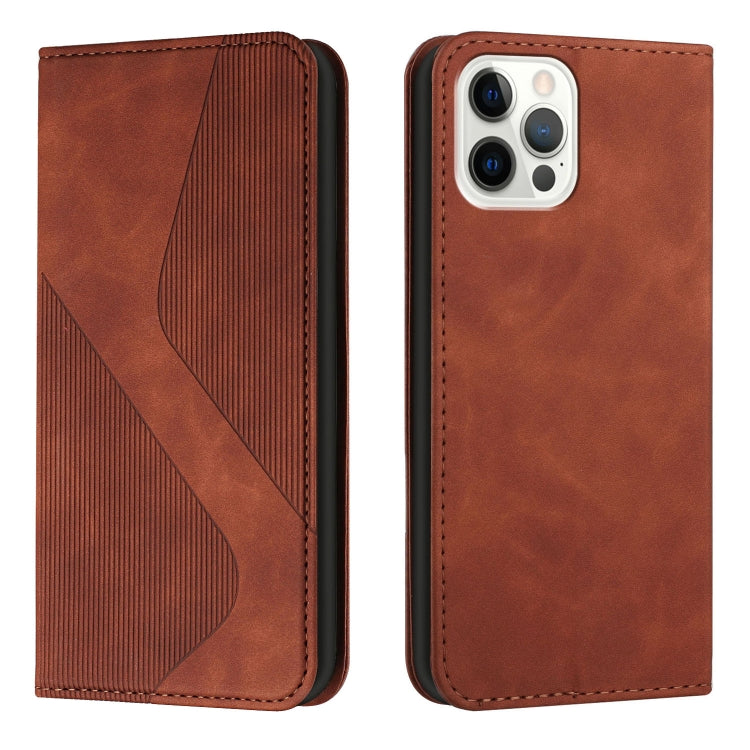 For iPhone 12 / 12 Pro Skin Feel Magnetic S-type Solid Color Horizontal Flip Leather Case with Holder & Card Slot & Wallet