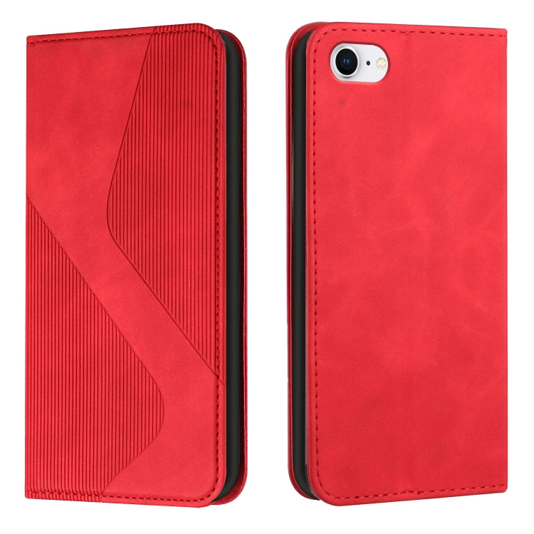For iPhone SE 2022 / SE 2020 / 8 / 7 Skin Feel Magnetic S-type Solid Color Horizontal Flip Leather Case with Holder & Card Slot & Wallet