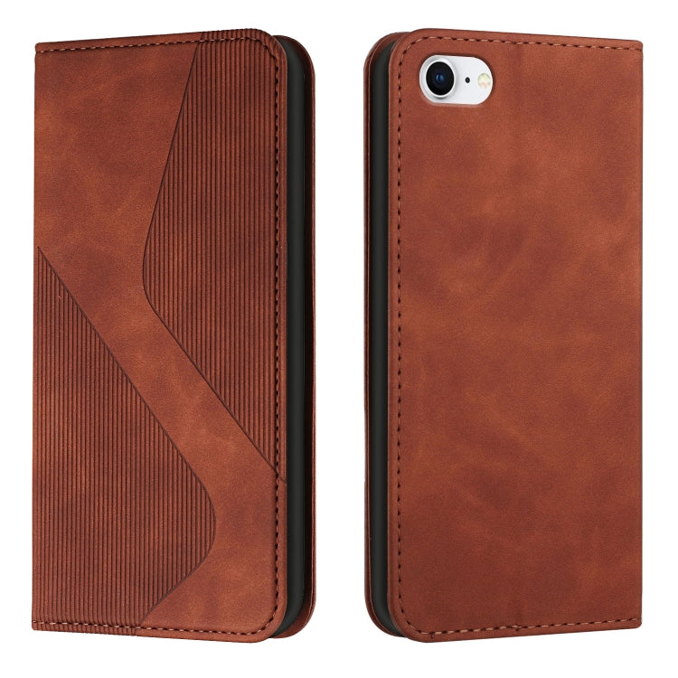 For iPhone SE 2022 / SE 2020 / 8 / 7 Skin Feel Magnetic S-type Solid Color Horizontal Flip Leather Case with Holder & Card Slot & Wallet