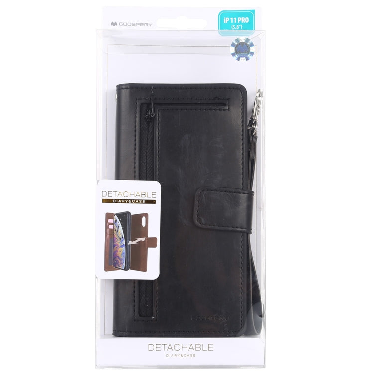 For iPhone 11 Pro GOOSPERY DETACHABLE DIARY Detachable Horizontal Flip Leather Case with Holder & Card Slots & Zipper & Wallet