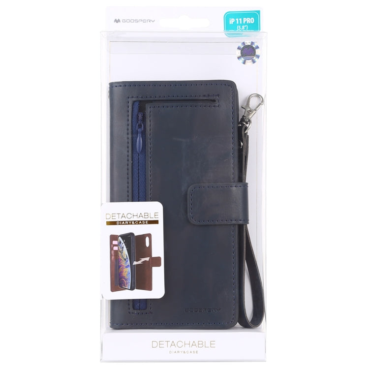 For iPhone 11 Pro GOOSPERY DETACHABLE DIARY Detachable Horizontal Flip Leather Case with Holder & Card Slots & Zipper & Wallet