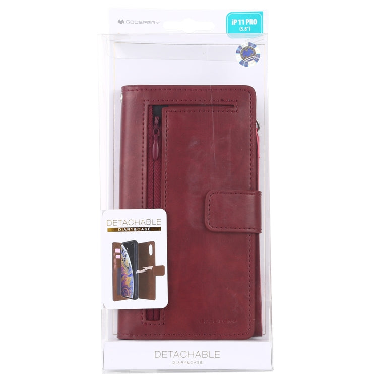 For iPhone 11 Pro GOOSPERY DETACHABLE DIARY Detachable Horizontal Flip Leather Case with Holder & Card Slots & Zipper & Wallet
