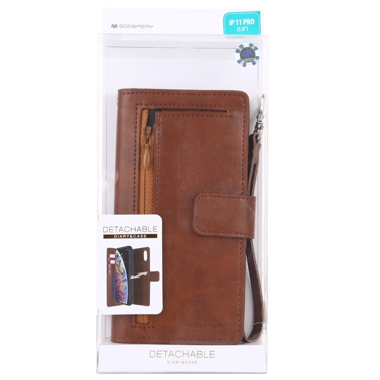 For iPhone 11 Pro GOOSPERY DETACHABLE DIARY Detachable Horizontal Flip Leather Case with Holder & Card Slots & Zipper & Wallet