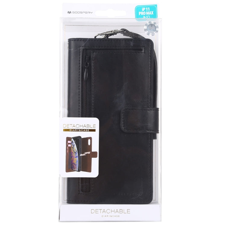 For iPhone 11 Pro Max GOOSPERY DETACHABLE DIARY Detachable Horizontal Flip Leather Case with Holder & Card Slots & Zipper & Wallet