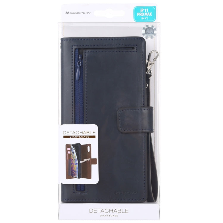 For iPhone 11 Pro Max GOOSPERY DETACHABLE DIARY Detachable Horizontal Flip Leather Case with Holder & Card Slots & Zipper & Wallet