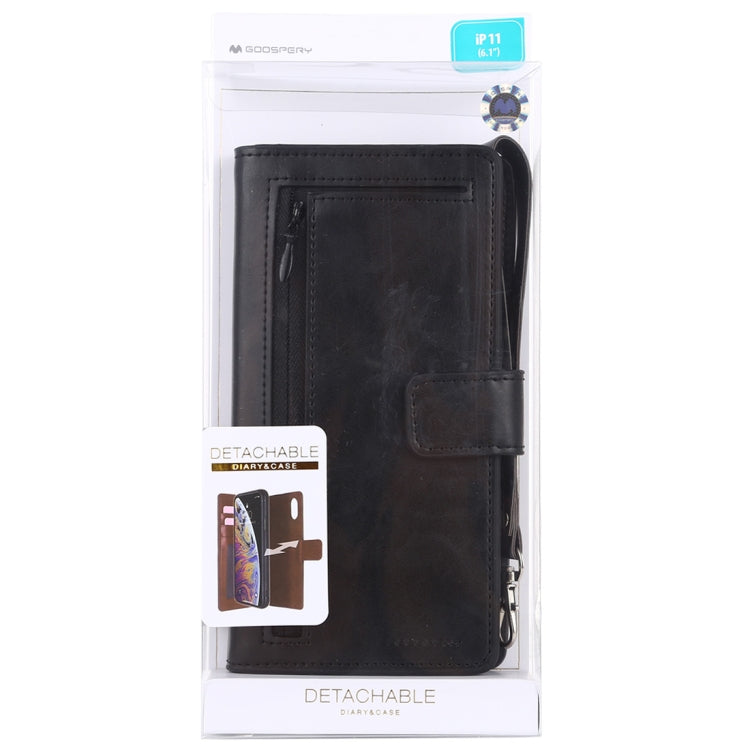 For iPhone 11 GOOSPERY DETACHABLE DIARY Detachable Horizontal Flip Leather Case with Holder & Card Slots & Zipper & Wallet