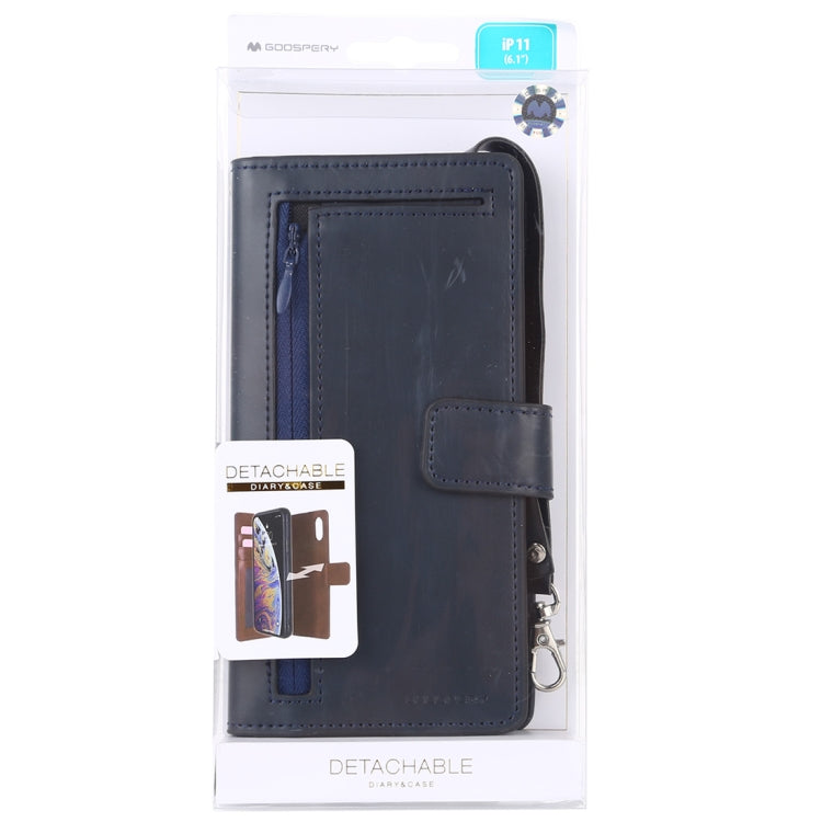 For iPhone 11 GOOSPERY DETACHABLE DIARY Detachable Horizontal Flip Leather Case with Holder & Card Slots & Zipper & Wallet