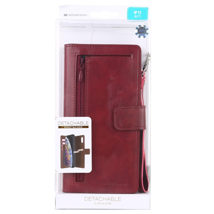 For iPhone 11 GOOSPERY DETACHABLE DIARY Detachable Horizontal Flip Leather Case with Holder & Card Slots & Zipper & Wallet