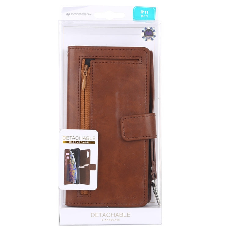 For iPhone 11 GOOSPERY DETACHABLE DIARY Detachable Horizontal Flip Leather Case with Holder & Card Slots & Zipper & Wallet