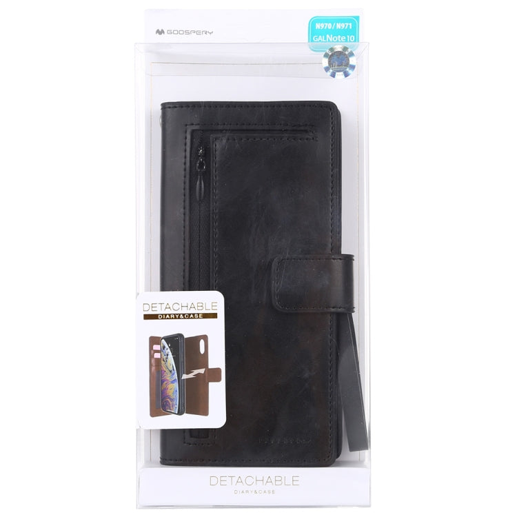 For Galaxy Note 10 GOOSPERY DETACHABLE DIARY Detachable Horizontal Flip Leather Case with Holder & Card Slots & Zipper & Wallet