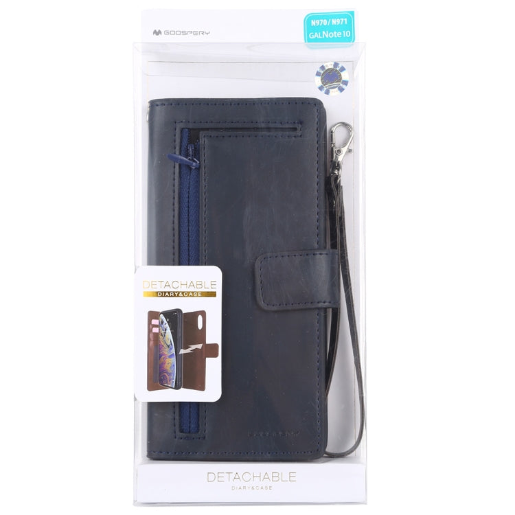 For Galaxy Note 10 GOOSPERY DETACHABLE DIARY Detachable Horizontal Flip Leather Case with Holder & Card Slots & Zipper & Wallet
