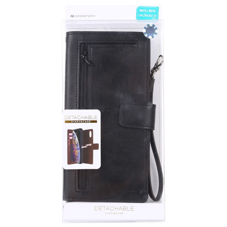 For Galaxy Note 10+ GOOSPERY DETACHABLE DIARY Detachable Horizontal Flip Leather Case with Holder & Card Slots & Zipper & Wallet