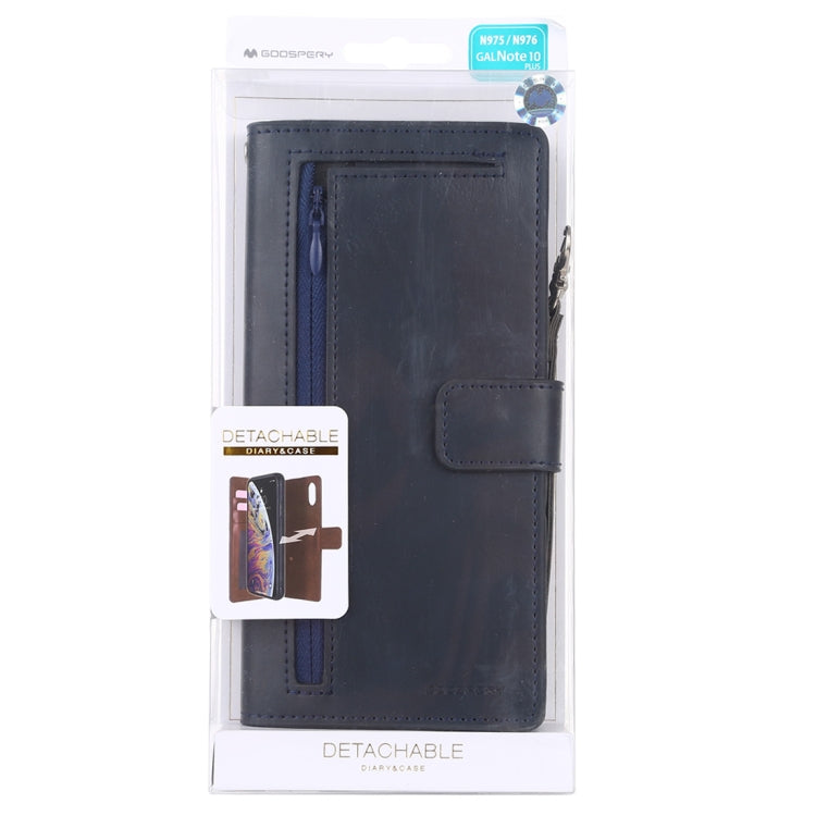 For Galaxy Note 10+ GOOSPERY DETACHABLE DIARY Detachable Horizontal Flip Leather Case with Holder & Card Slots & Zipper & Wallet