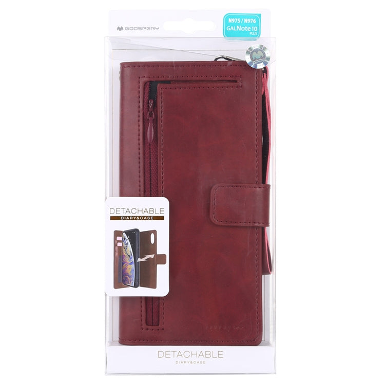 For Galaxy Note 10+ GOOSPERY DETACHABLE DIARY Detachable Horizontal Flip Leather Case with Holder & Card Slots & Zipper & Wallet