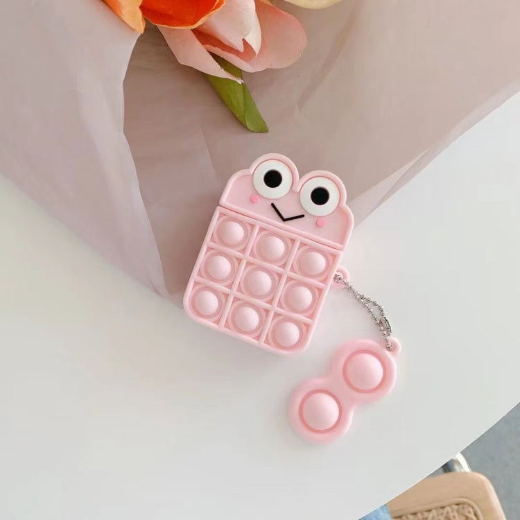 Frog Stress Relief Push Bubble Silicone Wireless Earphones Case With Keychain For Airpods 1 / 2