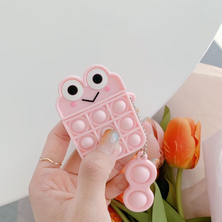 Frog Stress Relief Push Bubble Silicone Wireless Earphones Case With Keychain For Airpods 1 / 2