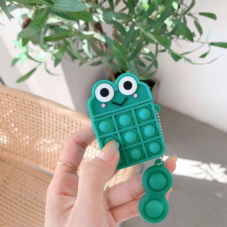 Frog Stress Relief Push Bubble Silicone Wireless Earphones Case With Keychain For Airpods 1 / 2