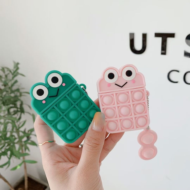 Frog Stress Relief Push Bubble Silicone Wireless Earphones Case With Keychain For Airpods 1 / 2