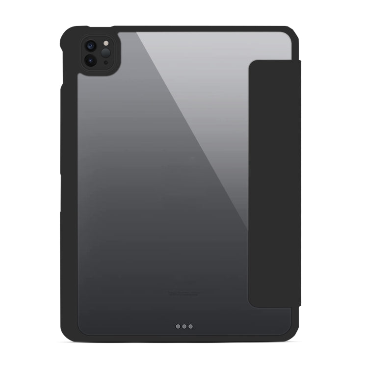 For iPad Pro 11 2022 / 2021 / Air 2020 10.9 Magnetic Separable Clear Acrylic Leather Tablet Case with 3-folding Holder & Pen Slot & 3 x Switchable Lens Covers & Sleep / Wake-up Function