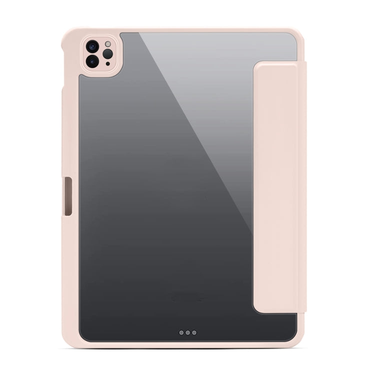 For iPad Pro 11 2022 / 2021 / Air 2020 10.9 Magnetic Separable Clear Acrylic Leather Tablet Case with 3-folding Holder & Pen Slot & 3 x Switchable Lens Covers & Sleep / Wake-up Function
