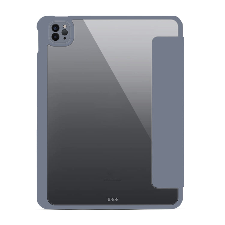 For iPad Pro 11 2022 / 2021 / Air 2020 10.9 Magnetic Separable Clear Acrylic Leather Tablet Case with 3-folding Holder & Pen Slot & 3 x Switchable Lens Covers & Sleep / Wake-up Function