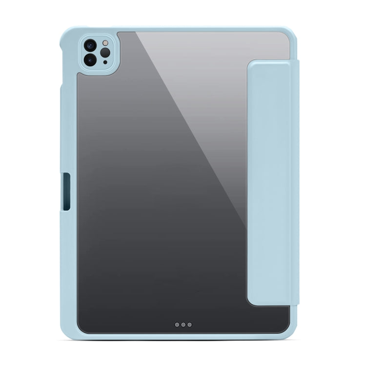 For iPad Pro 11 2022 / 2021 / Air 2020 10.9 Magnetic Separable Clear Acrylic Leather Tablet Case with 3-folding Holder & Pen Slot & 3 x Switchable Lens Covers & Sleep / Wake-up Function
