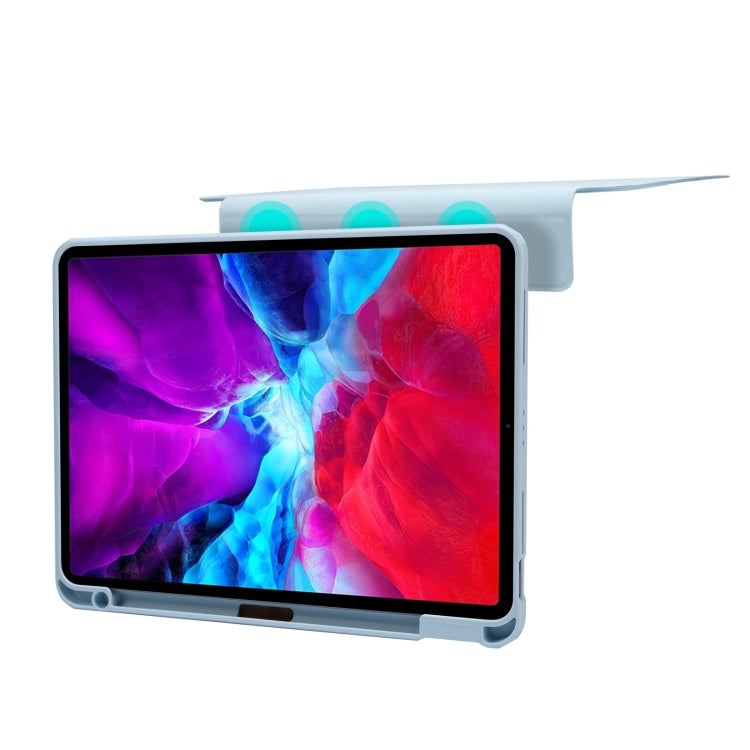 For iPad Pro 11 2022 / 2021 / Air 2020 10.9 Magnetic Separable Clear Acrylic Leather Tablet Case with 3-folding Holder & Pen Slot & 3 x Switchable Lens Covers & Sleep / Wake-up Function