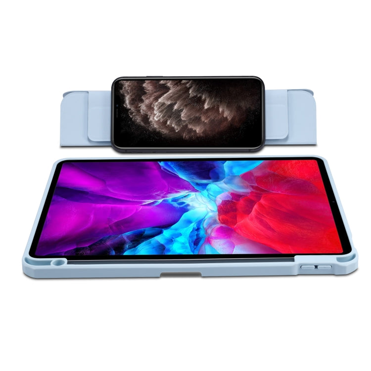 For iPad Pro 11 2022 / 2021 / Air 2020 10.9 Magnetic Separable Clear Acrylic Leather Tablet Case with 3-folding Holder & Pen Slot & 3 x Switchable Lens Covers & Sleep / Wake-up Function