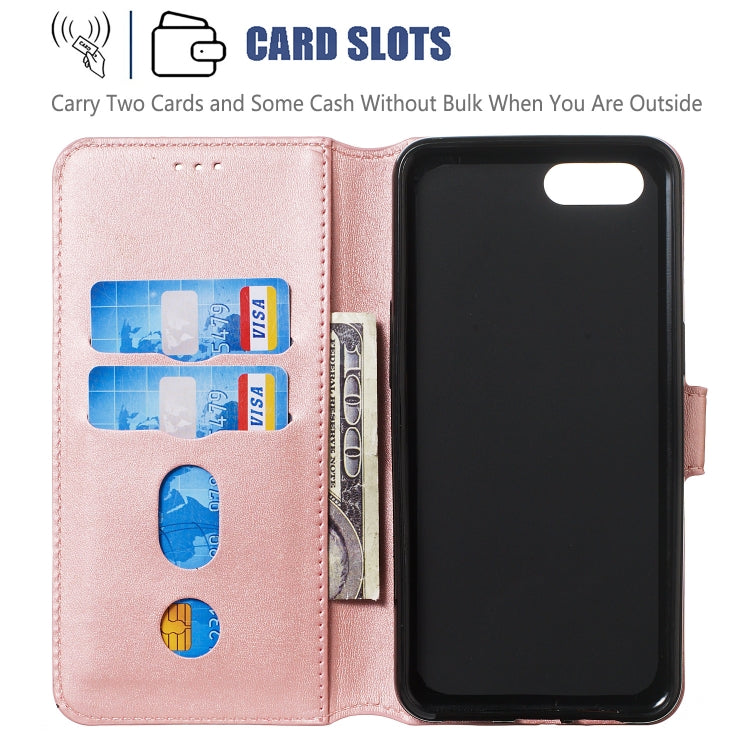For OPPO A3s / A5 / R15 Neo Solid Color Buckle Horizontal Flip Leather Case with Wallet & Holder & Card Slots