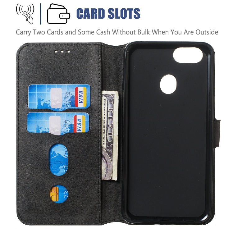 For OPPO A73 / F5 Solid Color Buckle Horizontal Flip Leather Case with Wallet & Holder & Card Slots