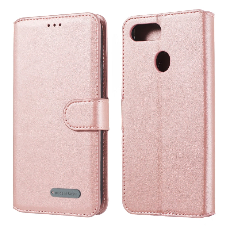 For OPPO F9 Solid Color Buckle Horizontal Flip Leather Case with Wallet & Holder & Card Slots