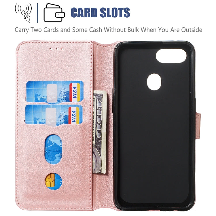For OPPO F9 Solid Color Buckle Horizontal Flip Leather Case with Wallet & Holder & Card Slots