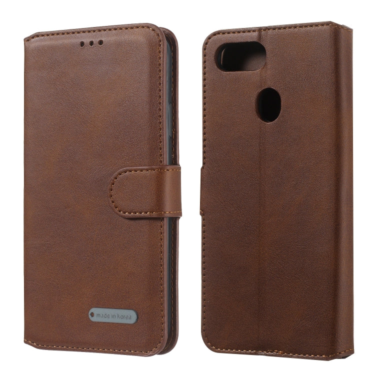 For OPPO F9 Solid Color Buckle Horizontal Flip Leather Case with Wallet & Holder & Card Slots