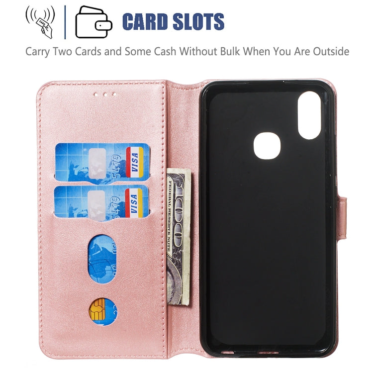 For Vivo Y91i / Y93 / Y95 Solid Color Buckle Horizontal Flip Leather Case with Wallet & Holder & Card Slots