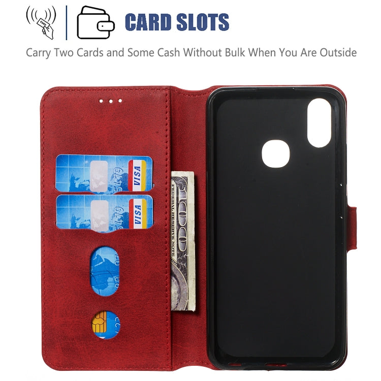 For Vivo Y91i / Y93 / Y95 Solid Color Buckle Horizontal Flip Leather Case with Wallet & Holder & Card Slots