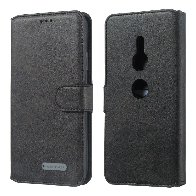 For Sony Xperia XZ3 Solid Color Buckle Horizontal Flip Leather Case with Wallet & Holder & Card Slots