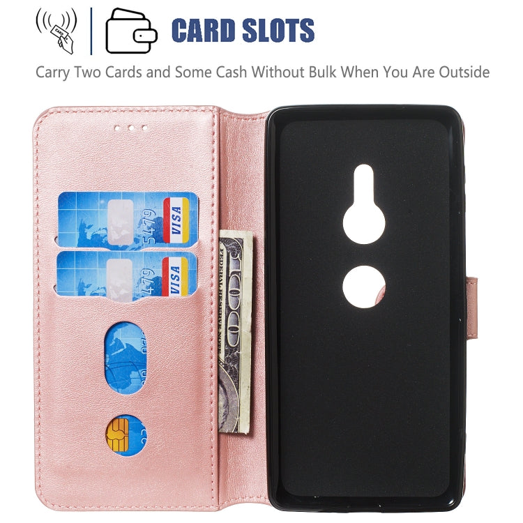 For Sony Xperia XZ3 Solid Color Buckle Horizontal Flip Leather Case with Wallet & Holder & Card Slots