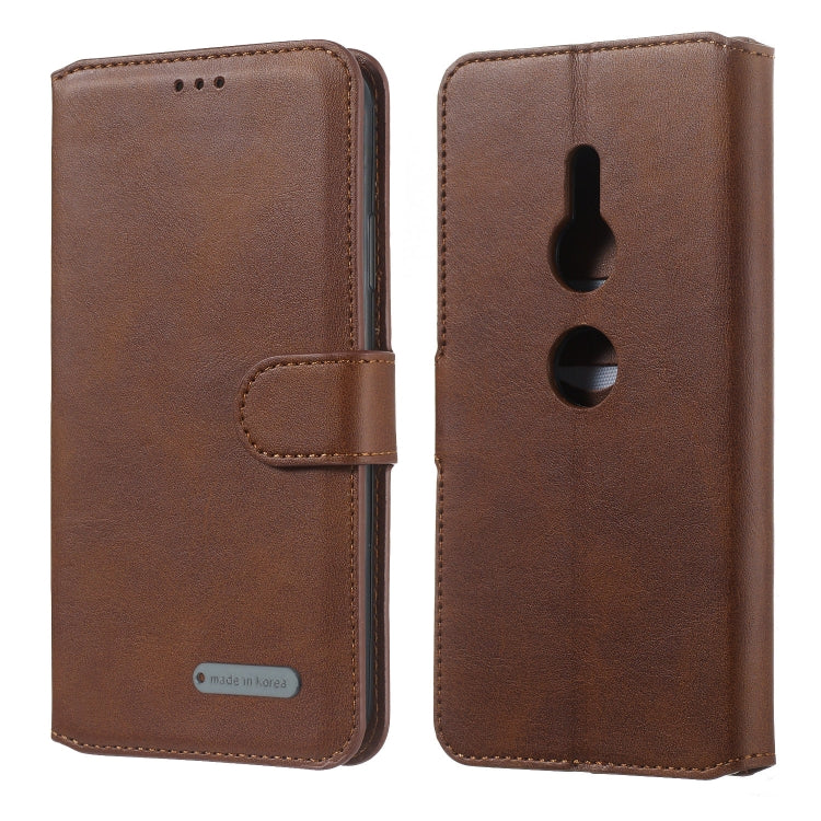 For Sony Xperia XZ3 Solid Color Buckle Horizontal Flip Leather Case with Wallet & Holder & Card Slots
