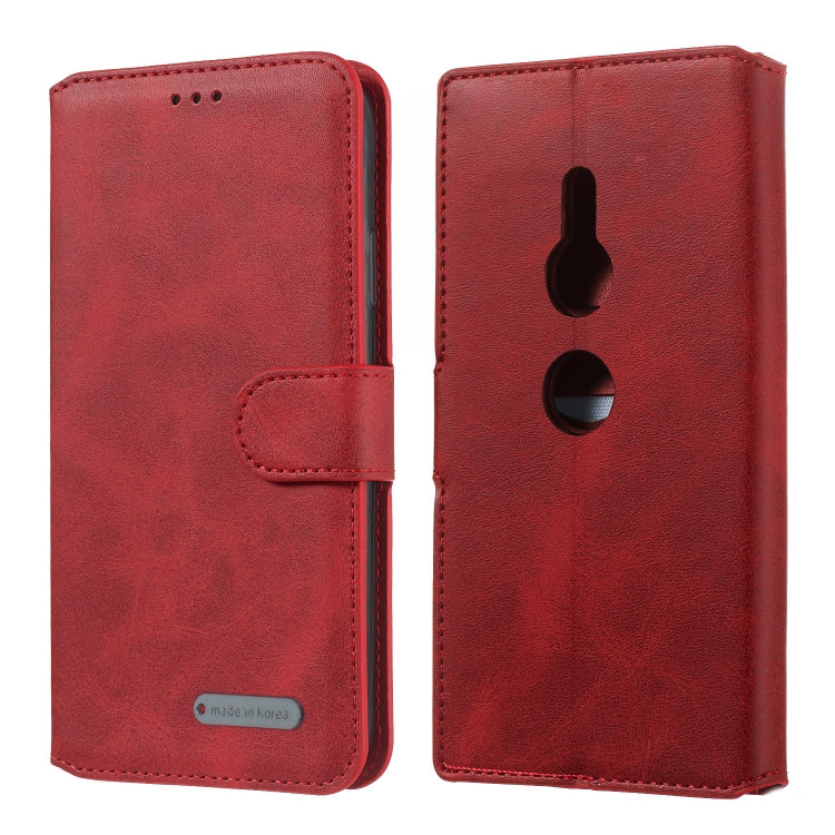 For Sony Xperia XZ3 Solid Color Buckle Horizontal Flip Leather Case with Wallet & Holder & Card Slots