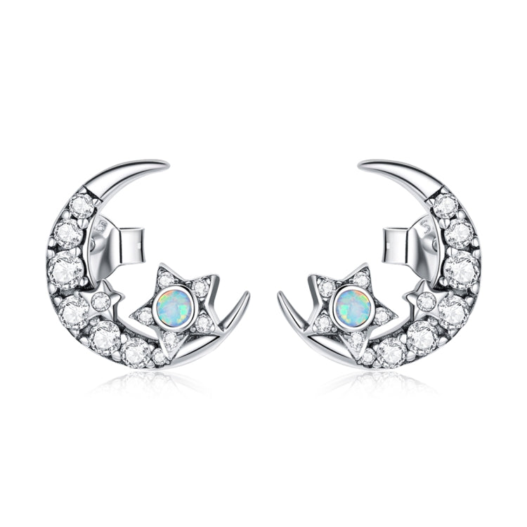 S925 Sterling Silver Star Moon Galaxy Ear Studs Women Earrings