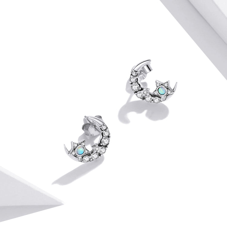 S925 Sterling Silver Star Moon Galaxy Ear Studs Women Earrings