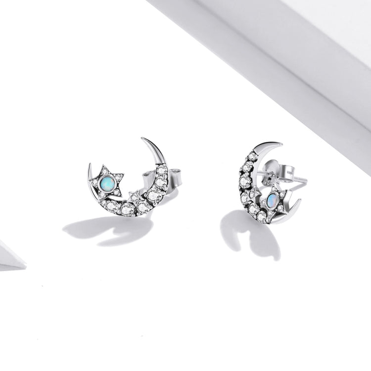 S925 Sterling Silver Star Moon Galaxy Ear Studs Women Earrings