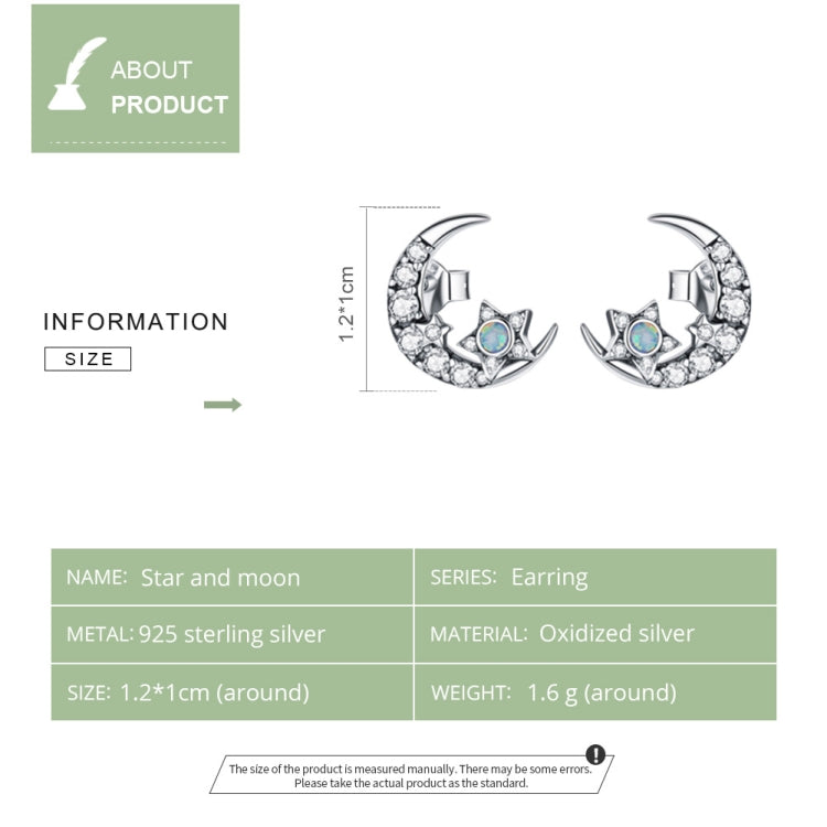 S925 Sterling Silver Star Moon Galaxy Ear Studs Women Earrings