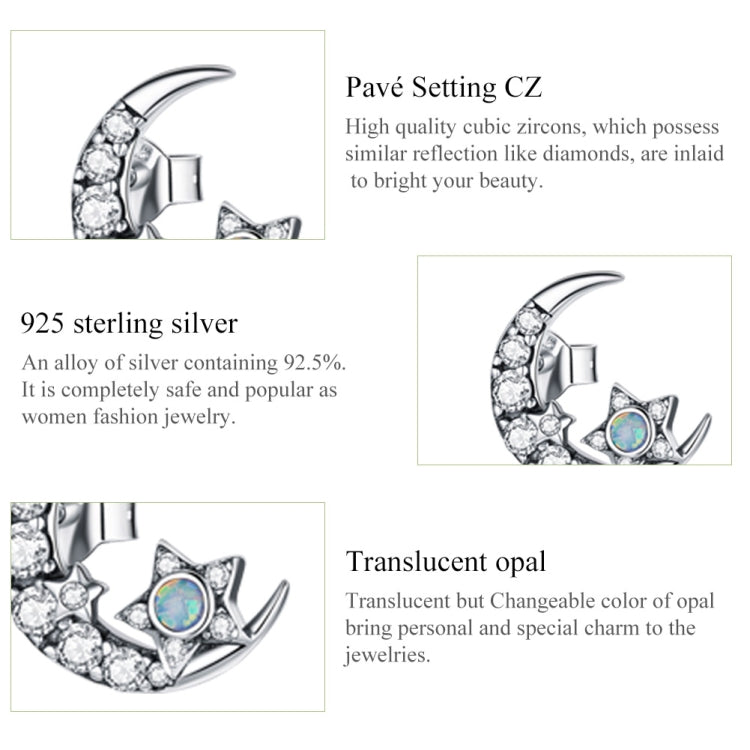 S925 Sterling Silver Star Moon Galaxy Ear Studs Women Earrings