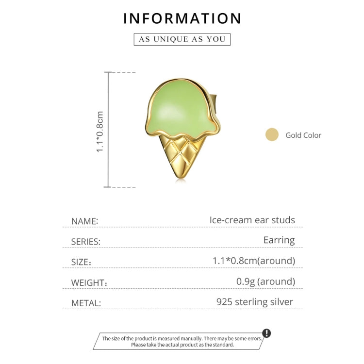 S925 Sterling Silver Small Ice Cream Ear Studs Women Earrings