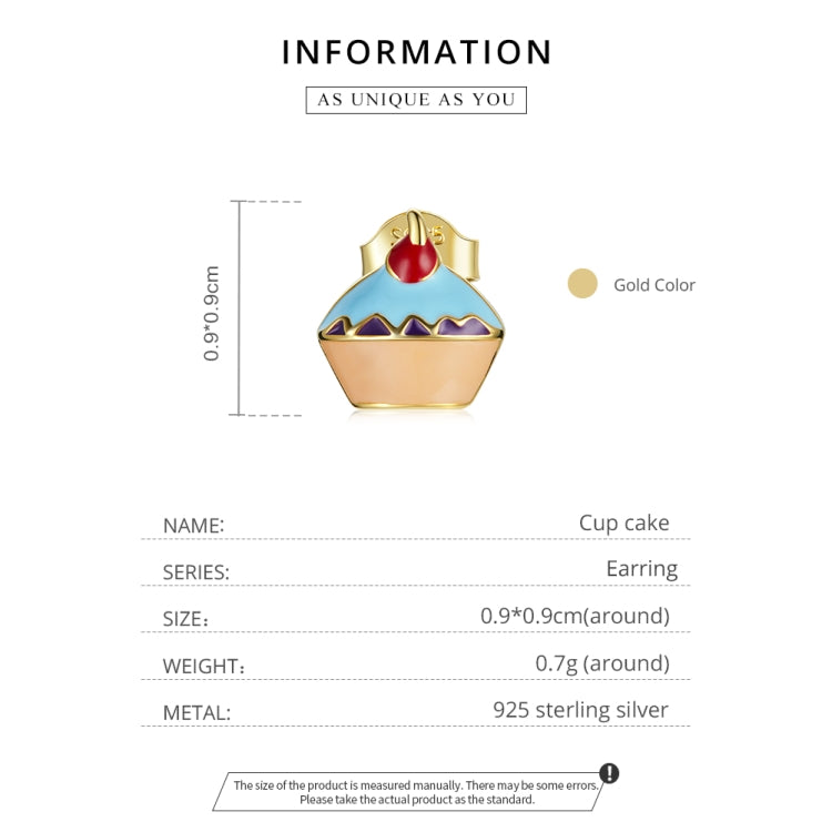 S925 Sterling Silver Cup Cake Ear Studs Women Earrings