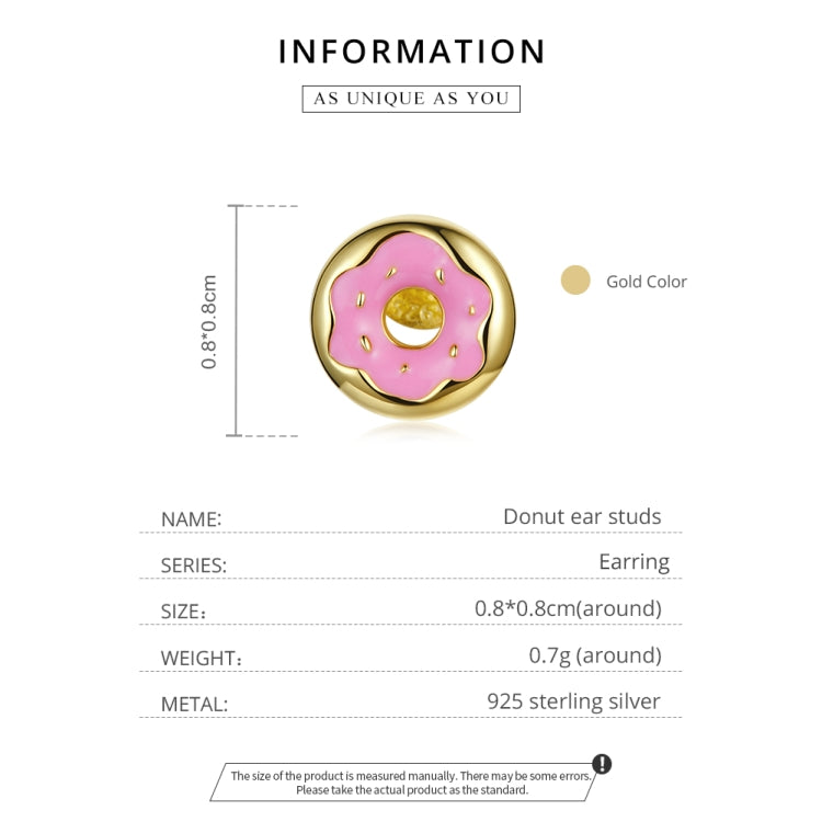 S925 Sterling Silver Donuts Ear Studs Women Earrings