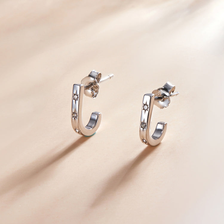 S925 Sterling Silver Star Crutch Ear Studs Women Earrings